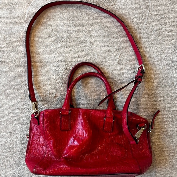 KATE SPADE Rialto Place Alessa Croc Embossed Red Leather Satchel Bag Mobwife - Picture 7 of 8
